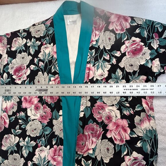 Isadora by Aristeo Womens Floral Kimono Robe Black Red Blue Belted Soft Lounge - Picture 6 of 9